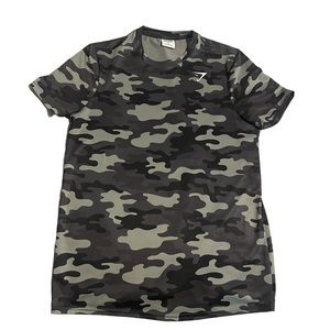 Gymshark Camo Short Sleeve Tee - Black and Gray